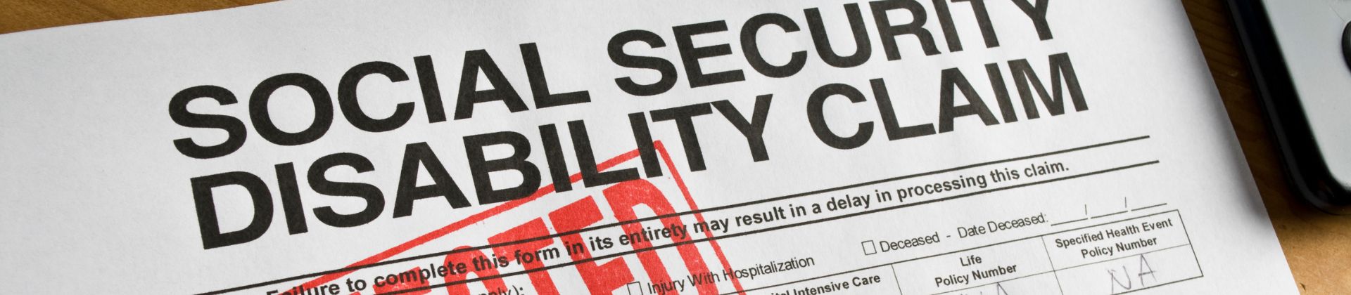 social security disability form that was denies and will need to be appealed
