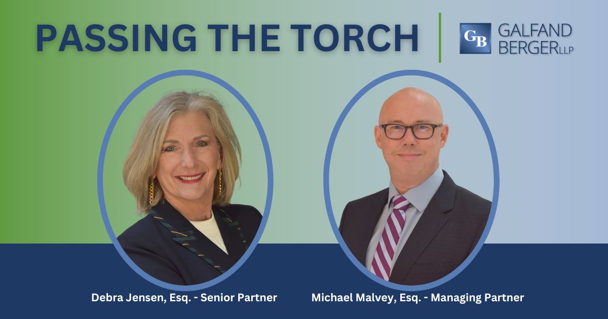 Debra Jensen senior partner passes the managing partner torch to Mike Malvey