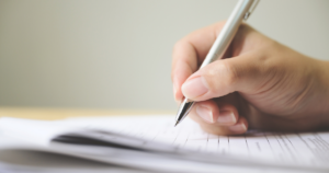 signing a release form